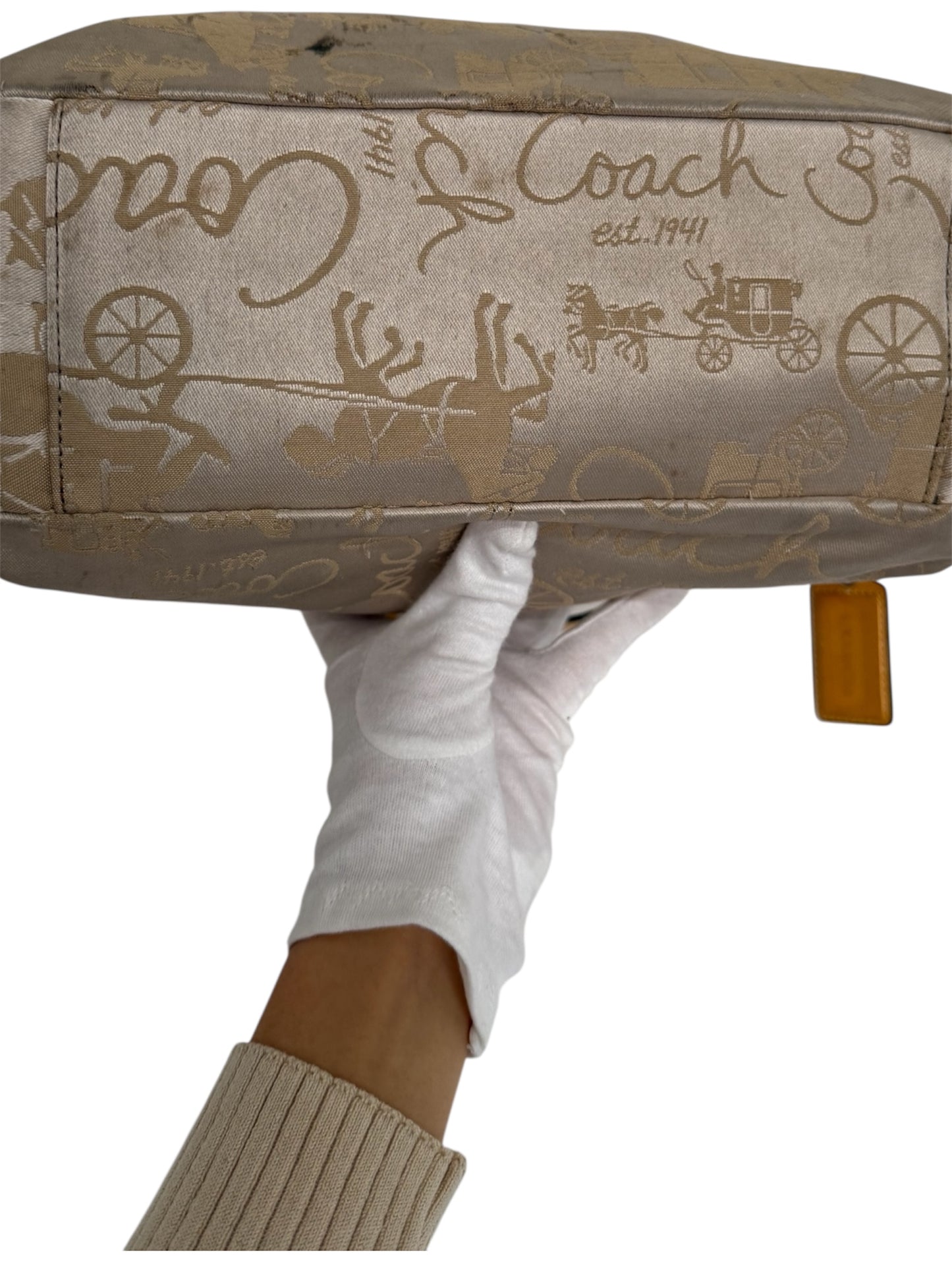 Coach Pleated Signature Shoulder Bag in Yellow