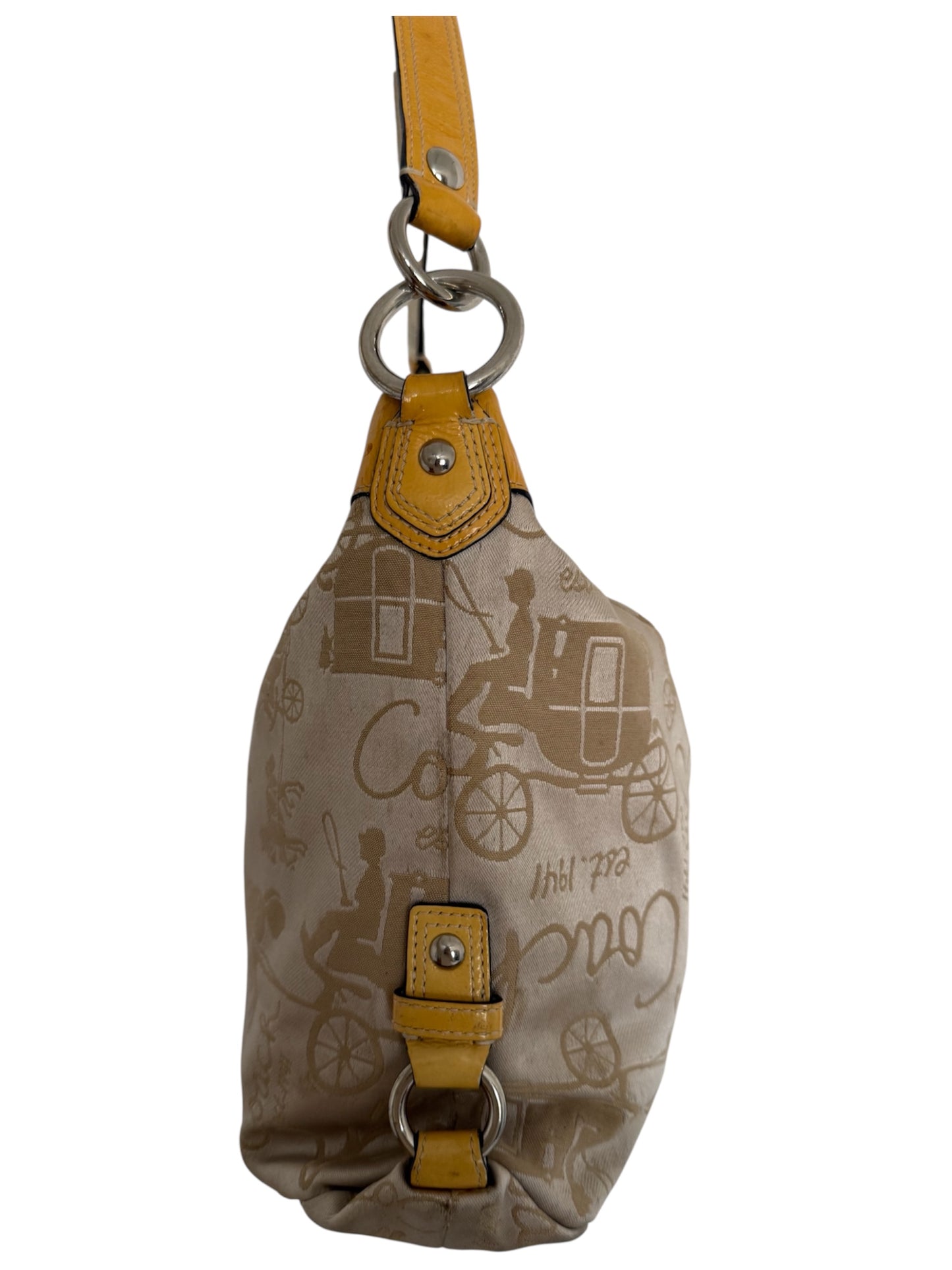Coach Pleated Signature Shoulder Bag in Yellow