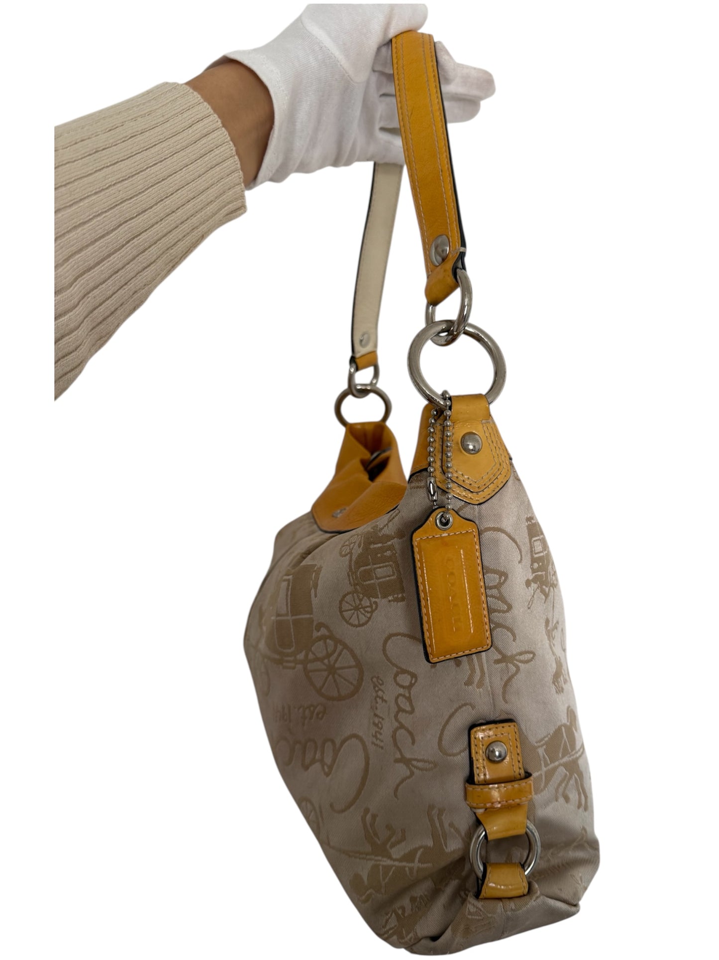 Coach Pleated Signature Shoulder Bag in Yellow