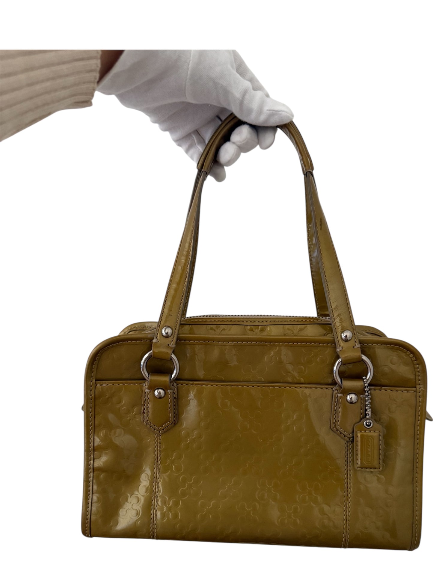 Coach Signature Sufflette Green metallic leather handbag