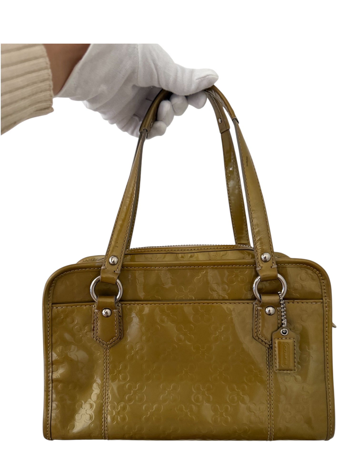 Coach Signature Sufflette Green metallic leather handbag