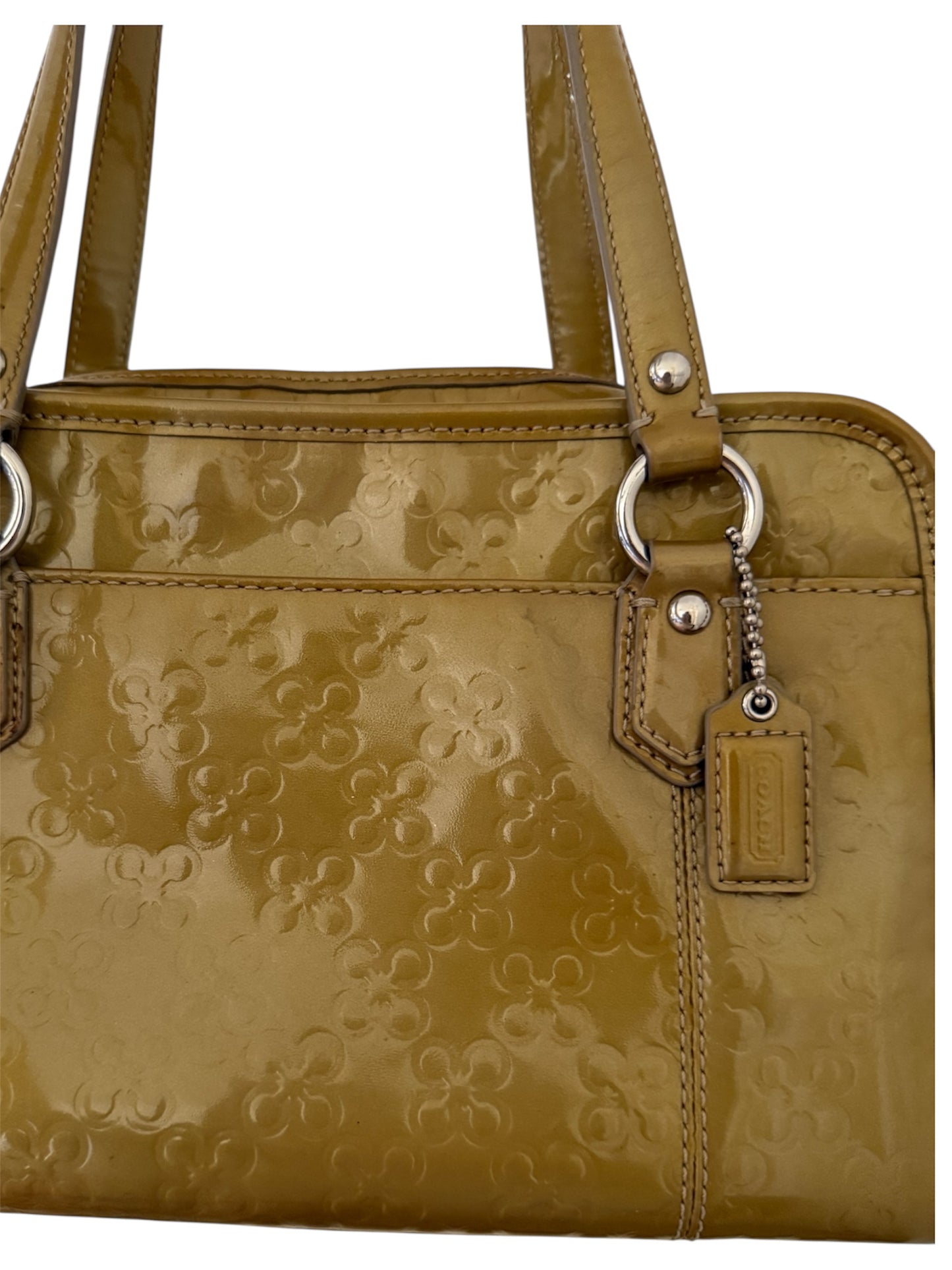 Coach Signature Sufflette Green metallic leather handbag
